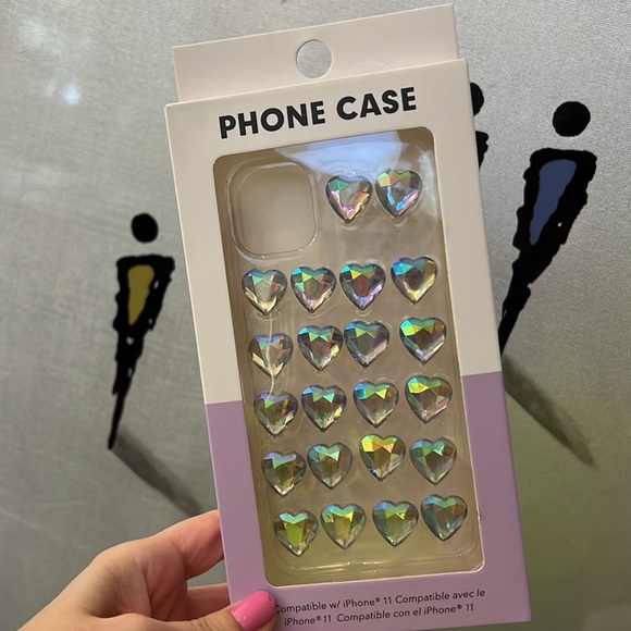 Compatible w/ iPhone 11 SHINY CLEAR / RAINBOW HEART METALLIC PHONE CASE! π€ π€ - Picture 2 of 15
